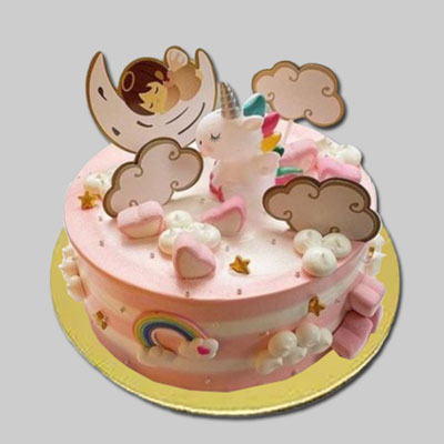 "Designer Moon and Clouds theme Fondant Cake - 3kgs - Click here to View more details about this Product